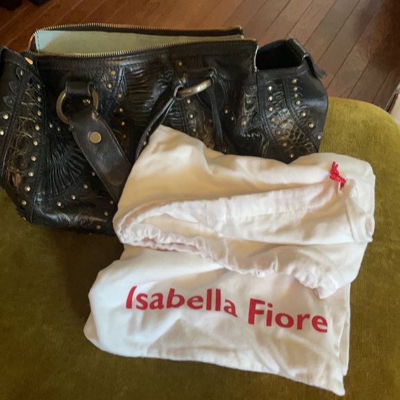 Isabella Fiore Black Leather Stud Shoulder Bag - Picture 7 of 8